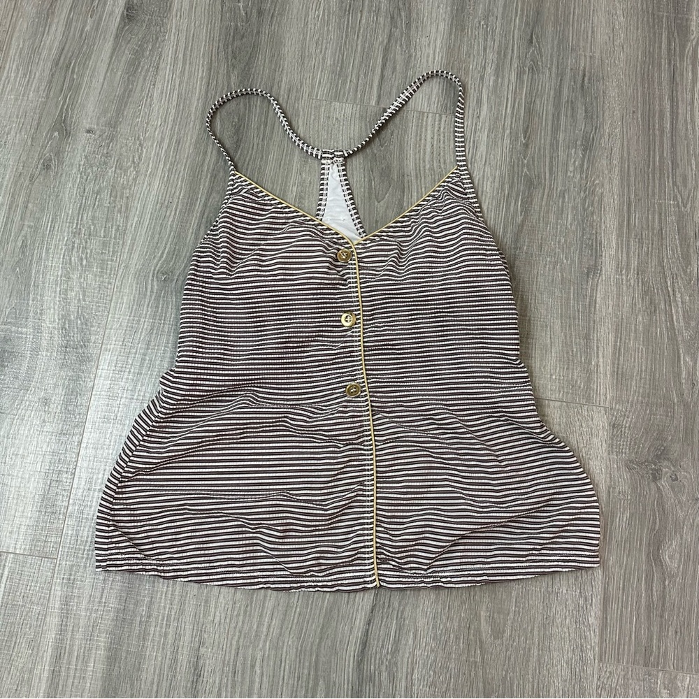 Vintage St.‎ John Brown Seersucker Swim Top - Size 8 - Classic Design